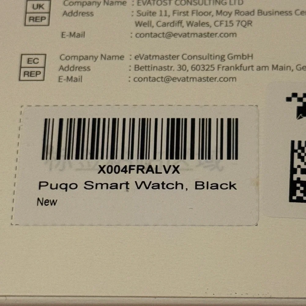 Puqo Smart Watch Black Fitness Tracker